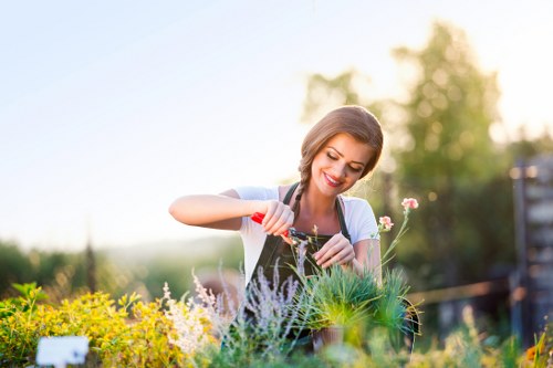 Expert gardeners planting vibrant flowers in Clapham