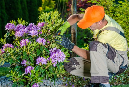 Gardeners preparing to perform remedial landscaping work